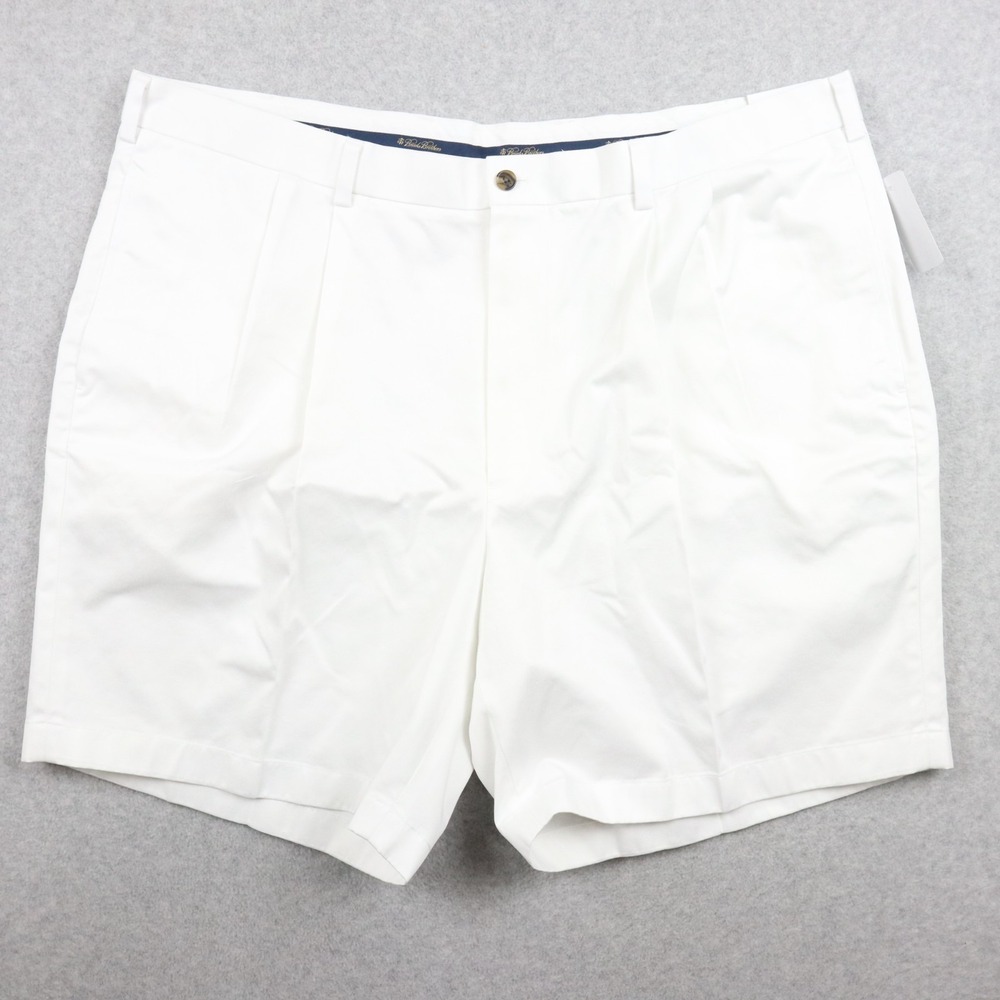 Brooks Brothers Shorts Mens 44 Light Weight Advantage Chino Pleated‎ White NWT